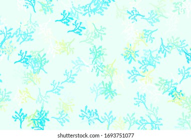 Light Blue, Green vector elegant pattern with sakura. Colorful illustration in doodle style with leaves, branches. The best design for your business.