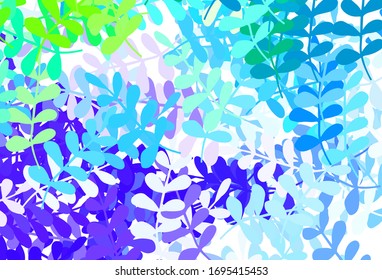 Light Blue, Green vector elegant wallpaper with leaves. Decorative illustration with doodles on abstract template. Hand painted design for web, wrapping.