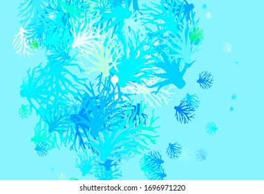 Light Blue, Green vector elegant wallpaper with branches. Doodle illustration of leaves and branches in Origami style. Brand new style for your business design.