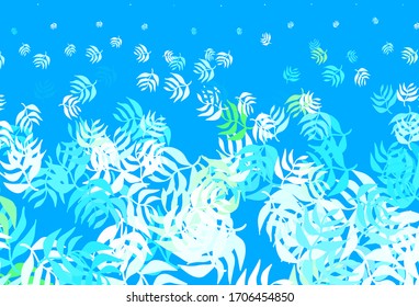 Azul claro, Vector verde elegante plantilla con hojas. Elegante ilustración luminosa con hojas de estilo natural. Nuevo diseño para su negocio.