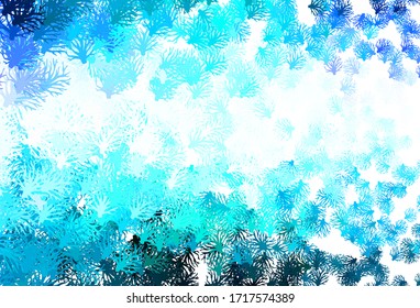 Hellblaues, grünes Vektorillustration elegantes Muster mit Blättern. Blätter, Äste im natürlichen Stil auf weißem Hintergrund. Eine neue Textur für Ihr Tapete-Design.