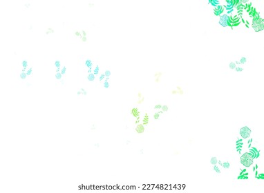 Light Blue, Green vector elegant wallpaper with leaves. Sketchy doodles with leaves on blurred background. Brand new design for your business.