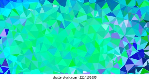 hellblaue, grüne, geometrische, polygonale Tapete. Farbige abstrakte Illustration mit Farbverlauf-Dreiecken. Die beste Wahl für Ihr Design.