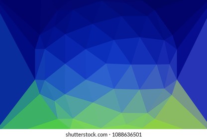 Light Blue, Green vector gradient triangles pattern with a gem in a centre. Illustration in halftone style with triangles. Polygonal design for your web site.