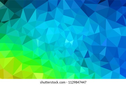 Light Blue, Green vector gradient triangles texture. Triangular geometric sample with gradient.  Completely new template for your banner.