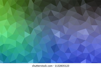 Light Blue, Green vector gradient triangles pattern. Shining polygonal illustration, which consist of triangles. A completely new design for your leaflet.