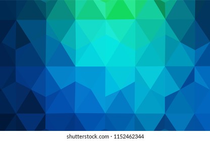 Light Blue, Green vector gradient triangles pattern. A completely new color illustration in a polygonal style. Best triangular design for your business.