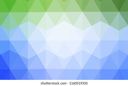 Light Blue, Green vector gradient triangles texture. Shining colorful illustration with triangles. Polygonal design for your web site.