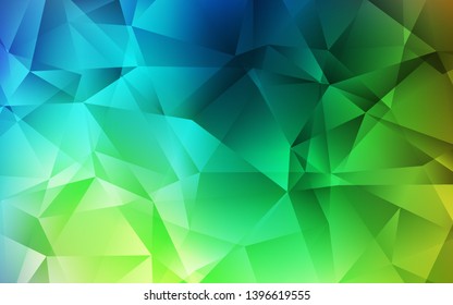 Light Blue, Green vector gradient triangles texture. Creative illustration in halftone style with triangles. Completely new template for your banner.