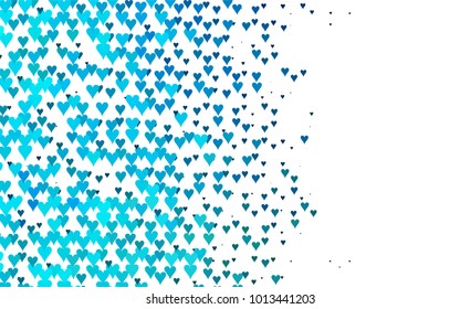 Light Blue, Green vector greeting Card Happy Valentine's Day. Pattern with isolated hearts on the white background. Colored illustration for your banner, website, advert.