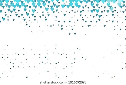 Light Blue, Green vector greeting Card Happy Valentine's Day. Pattern with isolated hearts on the white background. Colored illustration for your banner, website, advert.