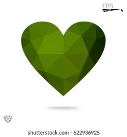 Light Blue, Green vector greeting Card Happy Valentine's Day. Lettering with hearts on the white polygonal background. Colored triangular illustration for your business.