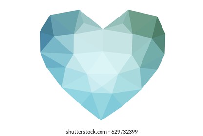 Light Blue, Green vector greeting Card Happy Valentine's Day. Lettering with hearts on the white polygonal background. Colored triangular illustration for your business.