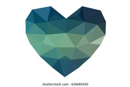 Light Blue, Green vector greeting Card Happy Valentine's Day. Lettering with hearts on the white polygonal background. Colored triangular illustration for your business.