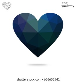 Light Blue, Green vector greeting Card Happy Valentine's Day. Lettering with hearts on the white polygonal background. Colored triangular illustration for your business.