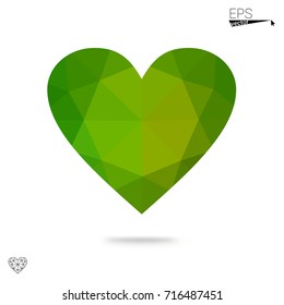 Light Blue, Green vector greeting Card Happy Valentine's Day. Lettering with hearts on the white polygonal background. Colored triangular illustration for your business.
