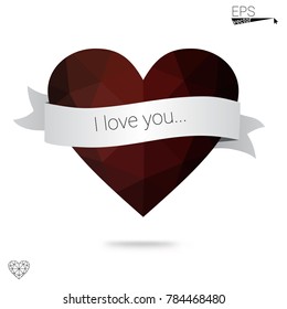 Light Blue, Green vector greeting Card Happy Valentine's Day. Lettering with hearts on the white polygonal background. Colored triangular illustration for your business.