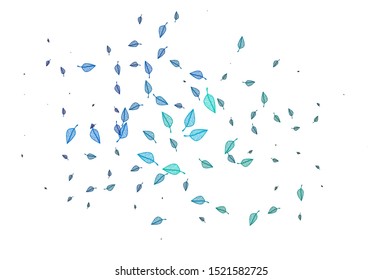 Light Blue, Green vector hand painted template. A vague abstract illustration with leaves in doodles style. The textured pattern for website.