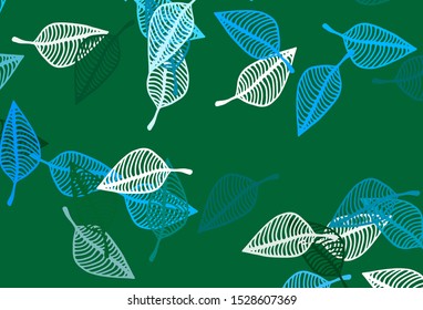 Light Blue, Green vector hand painted texture. Glitter abstract illustration with leaves. New template for your brand book.