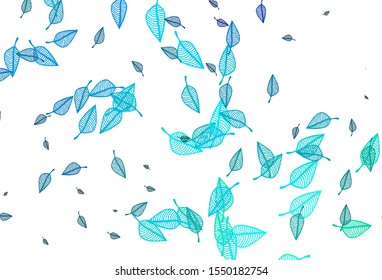 Light Blue, Green vector hand painted texture. Doodle illustration of leaves in Origami style with gradient. New template for your brand book.