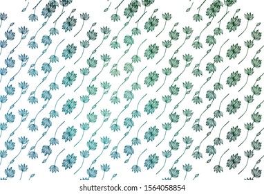 Light Blue, Green vector hand painted texture. Shining colorful illustration with leaves in doodle style. The template for background of cell phones.