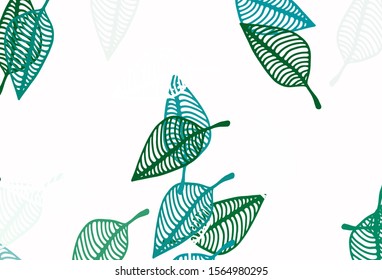 Light Blue, Green vector hand painted background. Pattern with gradient colorful leaves in natural style. Pattern for heads of websites and designs.