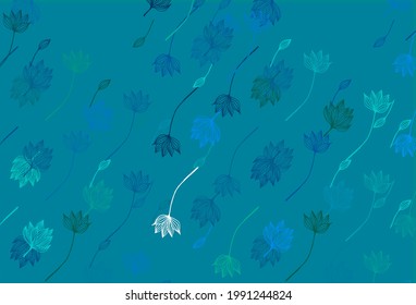 Light Blue, Green vector hand painted pattern. Creative illustration in simple style with leaves. The best blurred design for your business.