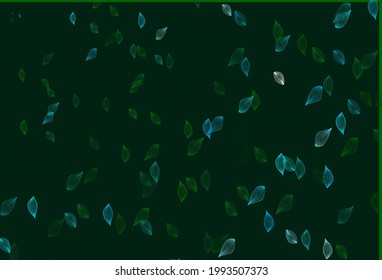 Light Blue, Green vector hand painted template. Pattern with gradient colorful leaves in natural style. A new texture for your design.