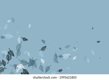Plantilla pintada a mano de vectores verde, azul claro. Ilustración colorida abstracta con hojas en estilo doodle. Nuevo diseño para su negocio.