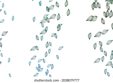 Light Blue, Green vector hand painted background. Decorative illustration with abstract colorful leaves. Pattern for wallpapers and coloring books.