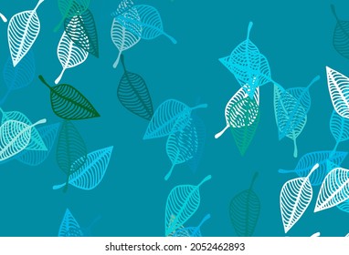 Light Blue, Green vector hand painted template. Abstract leaves with gradient on simple background. The template for background of cell phones.