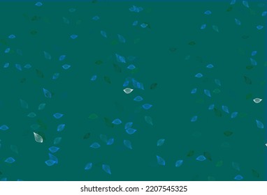 Azul claro, textura vectorial verde pintada a mano. Patrón con hojas coloreadas degradadas en estilo natural. Diseño pintado a mano para envolver, papel pintado.