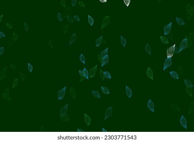 Azul claro, Verde vectorial patrón pintado a mano. Ilustración colorida brillante con hojas en estilo doodle. Patrón para el libro de marcas.