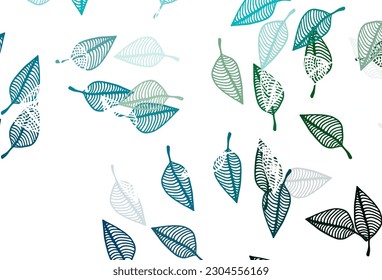 Light Blue, Green vector hand painted texture. Creative illustration in simple style with leaves. Pattern for heads of websites and designs.