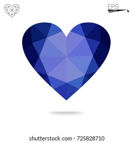 Light Blue, Green vector heart isolated on white background. Geometric rumpled triangular low poly origami style gradient graphic illustration. Polygonal design for your business.