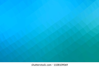 Light Blue, Green vector hexagon mosaic template. Shining illustration, which consist of triangles. A completely new template for your business design.