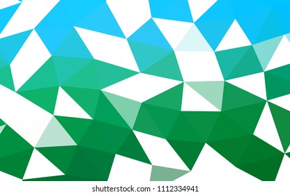 Light Blue, Green vector hexagon mosaic triangle mosaic. Modern geometrical abstract illustration with gradient. Brand new style for your business design.
