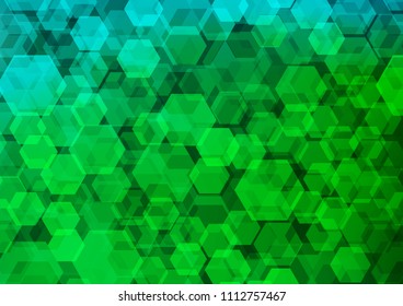 Light Blue, Green vector hexagon mosaic pattern. A vague abstract illustration with gradient. A new texture for your design.