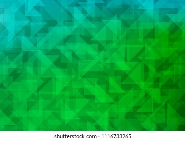 Light Blue, Green vector hexagon mosaic cover. An elegant bright illustration with gradient. Triangular pattern for your business design.