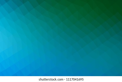 Light Blue, Green vector hexagon mosaic cover. Triangular geometric sample with gradient.  A new texture for your design.