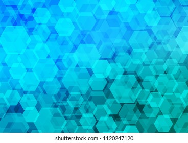 Light Blue, Green vector hexagon mosaic pattern. Creative geometric illustration in Origami style with gradient. The best hexagonal design for your business.
