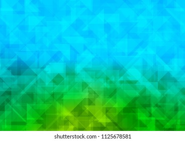 Light Blue, Green vector hexagon mosaic triangle mosaic. Triangular geometric sample with gradient.  A completely new template for your business design.