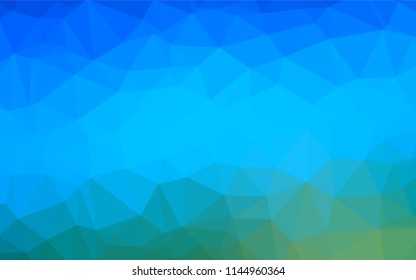 Light Blue, Green vector hexagon mosaic template. Triangular geometric sample with gradient.  The textured pattern can be used for background.