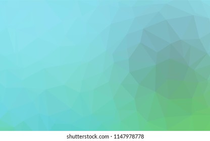 Light Blue, Green vector hexagon mosaic template. A vague abstract illustration with gradient. Triangular pattern for your business design.