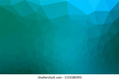 Light Blue, Green vector hexagon mosaic template. Shining illustration, which consist of triangles. Brand new design for your business.
