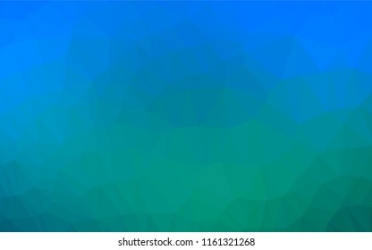 Light Blue, Green vector hexagon mosaic template. An elegant bright illustration with gradient. The best triangular design for your business.