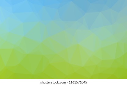 Light Blue, Green vector hexagon mosaic texture. Triangular geometric sample with gradient.  The best triangular design for your business.