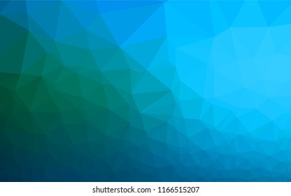 Light Blue, Green vector hexagon mosaic cover. Triangular geometric sample with gradient.  Brand new design for your business.