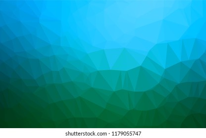 Light Blue, Green vector hexagon mosaic template. Triangular geometric sample with gradient.  The best triangular design for your business.