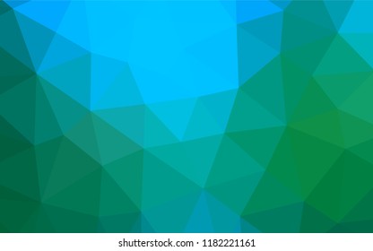 Light Blue, Green vector hexagon mosaic cover. Creative geometric illustration in Origami style with gradient. The best triangular design for your business.
